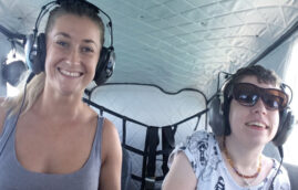 Beth and Christie flying over great barrier reef, living the dream