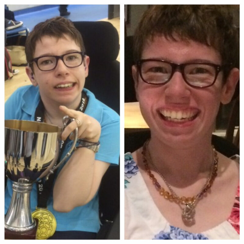 Beth Moulam, woman with cerebral palsy, before and after racerunning, improved posture