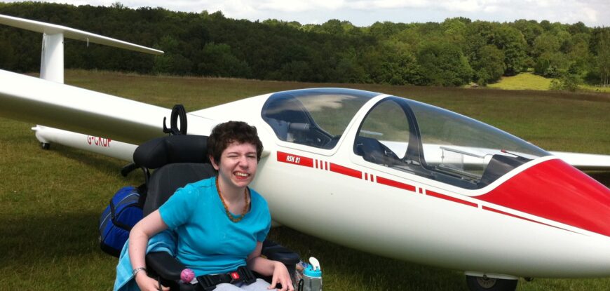 Beth Moulam, girl using power chair, cerebral palsy, glider, life is an adventure