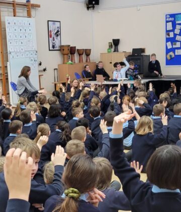 Beth Moulam Paralympian at The Vale Primary School leading assembly on dreams, hard work and resilience.