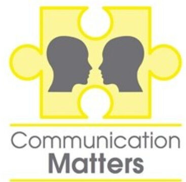 Communication Matters International conference 2024. Yellow jigsaw piece with two heads facing each other communicating