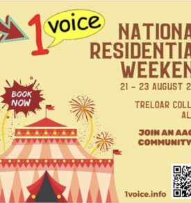 1 Voice national residential weekend 21-23 August 2026 at Treloars College
